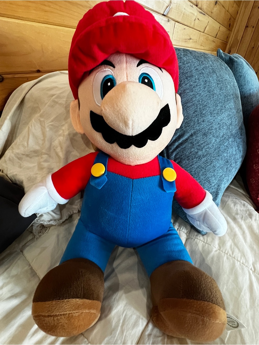 Plush Red-Hat Mario Doll with Blue Overalls